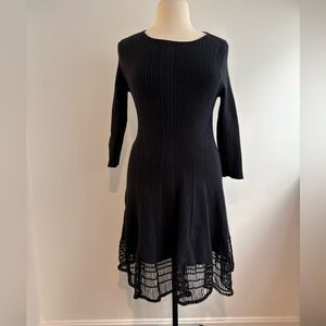 Lela Rose black dress with lace hem, full skirt